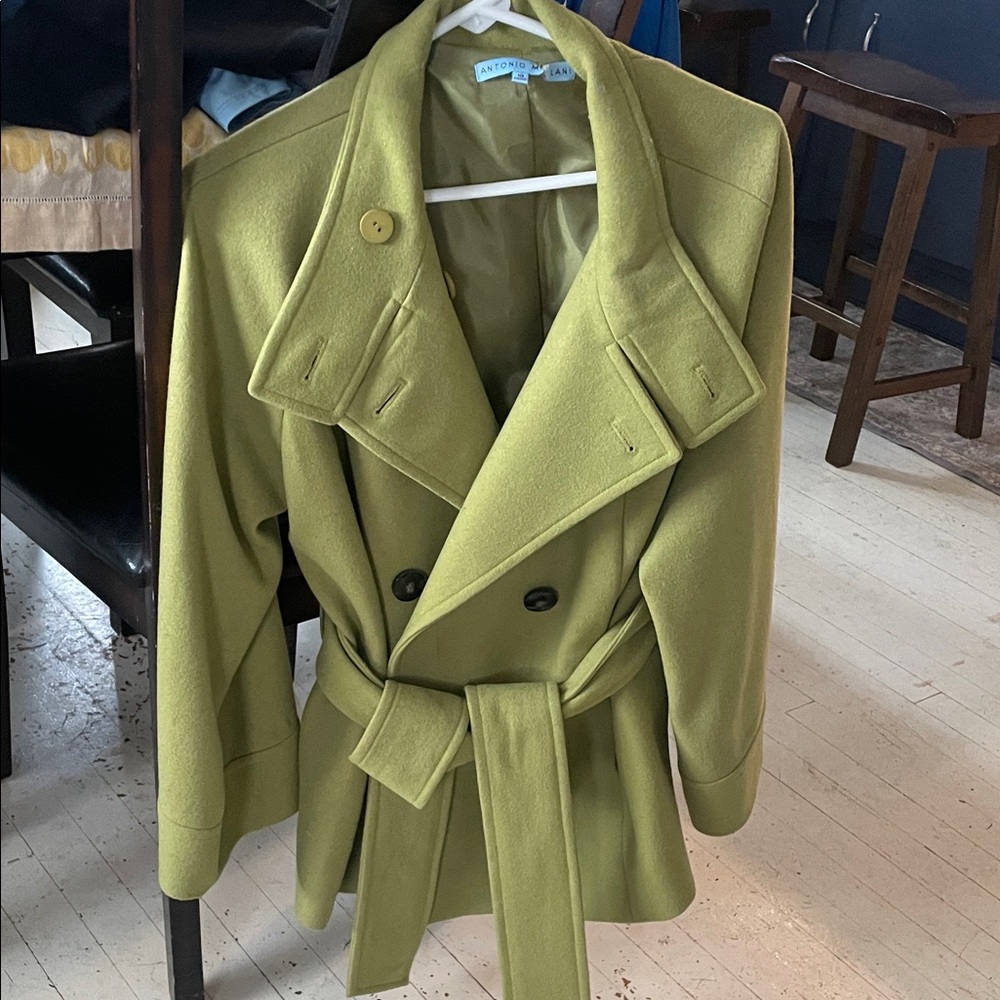 ANTONIO MELANI Green Double-Breasted Trench Coat